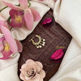 Vriksham Diya Shape  Press Naths/Nose Pin-Red-Pearls-G20762